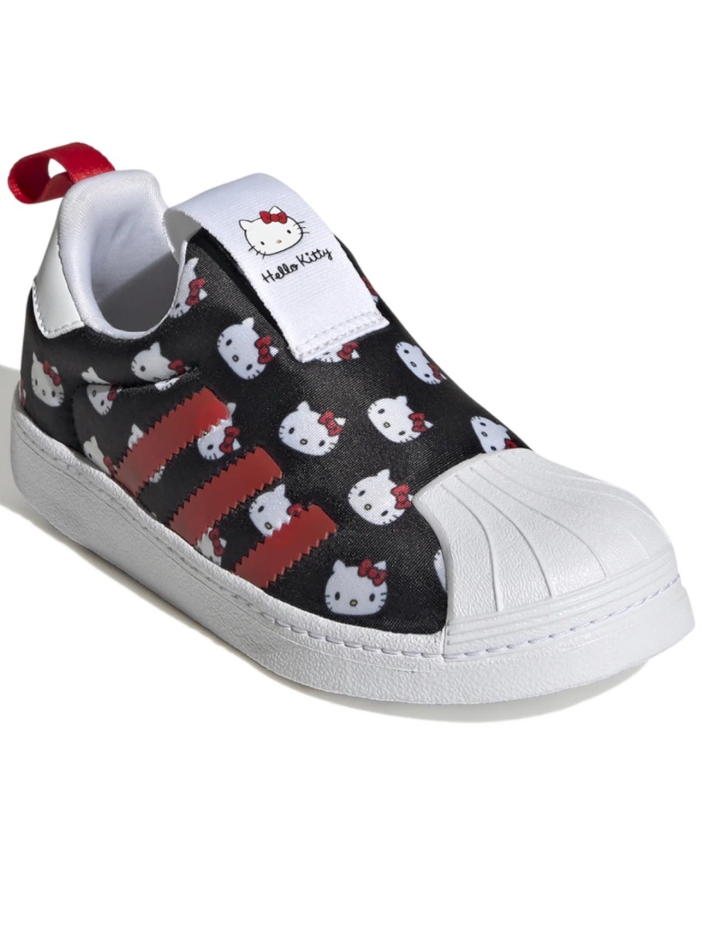 Adidas 10c Hello Kitty Superstar 360 Girls Pull Slip On Sneakers Black Red White